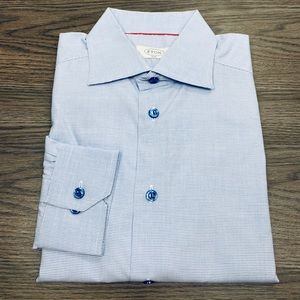 ETON Slim Fit White/Blue Micro Check Shirt 15.5